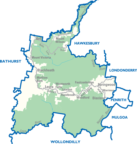 Map of Blue Mountains electorate