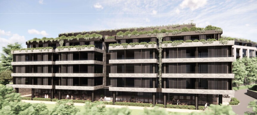 Aerial view over Katoomba, BMCC