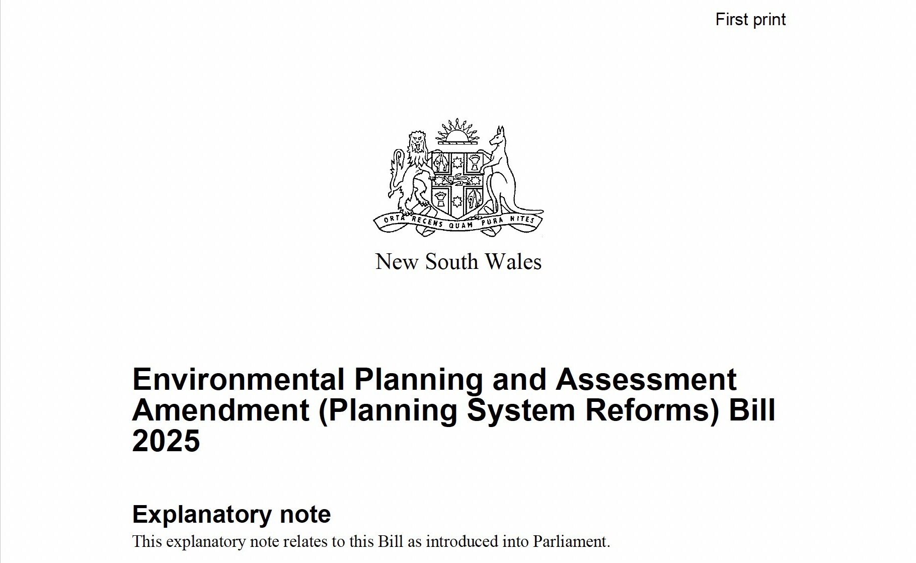 New Planning Bill Cover Page