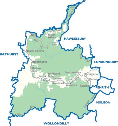 Map of the Blue Mountains electorate